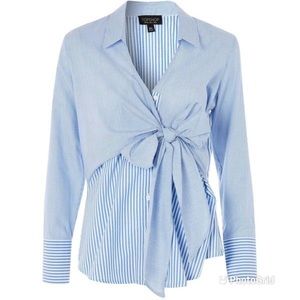 Topshop Tie Wrap Striped Shirt